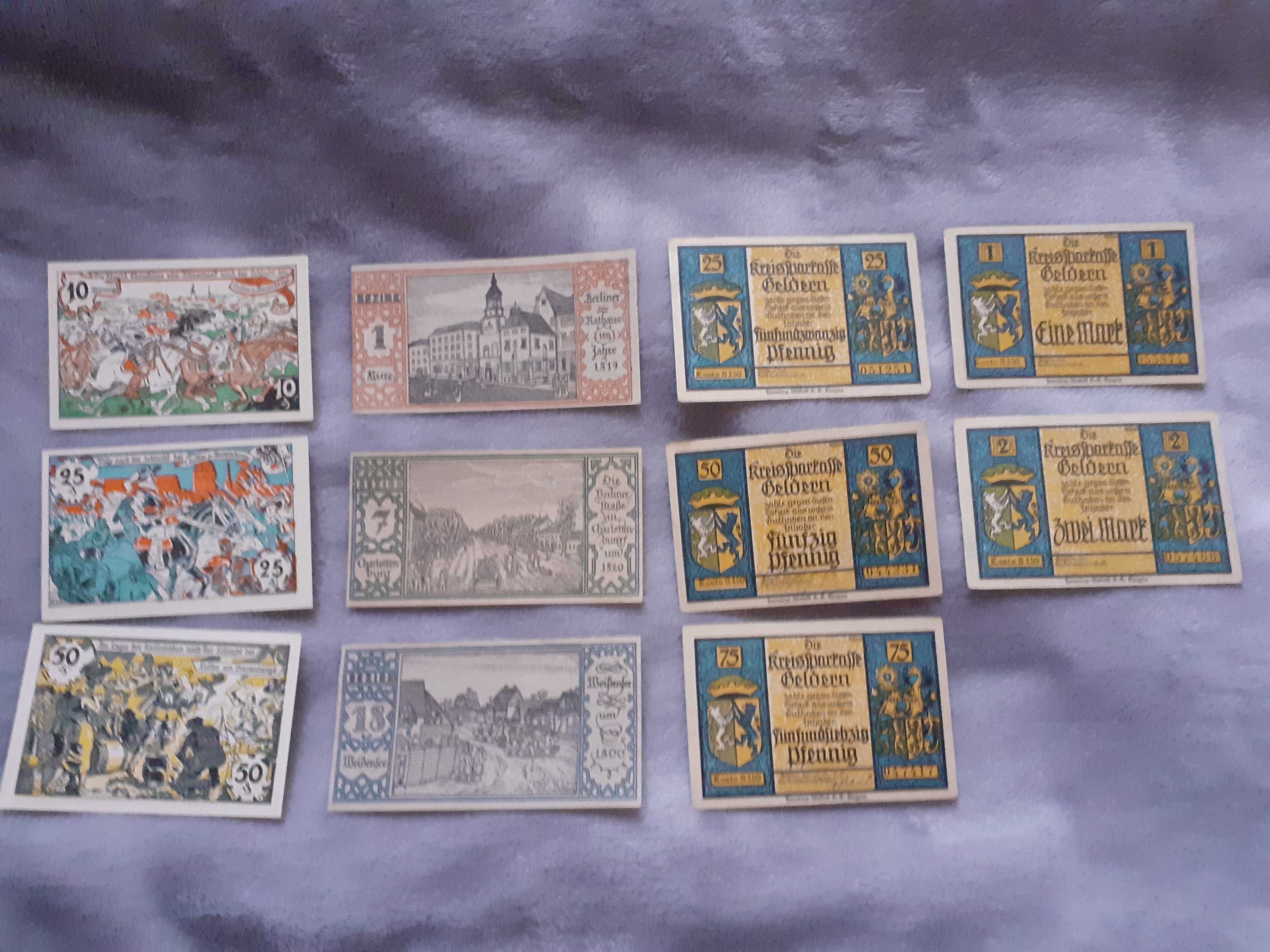 Stare niemieckie banknoty . Notgeldy. Serie.64 sztuki.