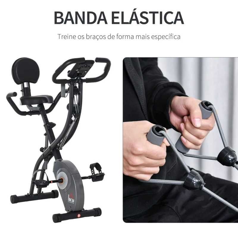 Bicicleta Estática Dobrável Resistência Ajustável em 8 Níveis  - Preto