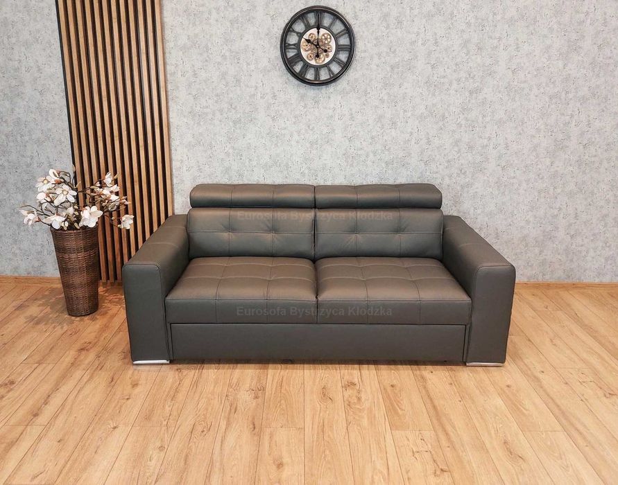 Kanapa 3os z funkcją spania + fotel włoska skóra naturalna