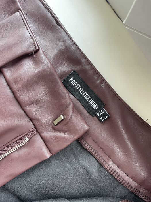 PLT штани  еко шкіра, бургунді, завищена талія, подовжені