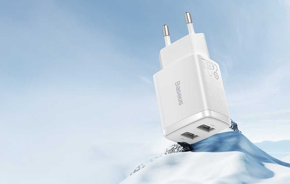 Baseus Compact Ładowarka Sieciowa 10,5W 2xUSB zdrowa dla baterii Wawa