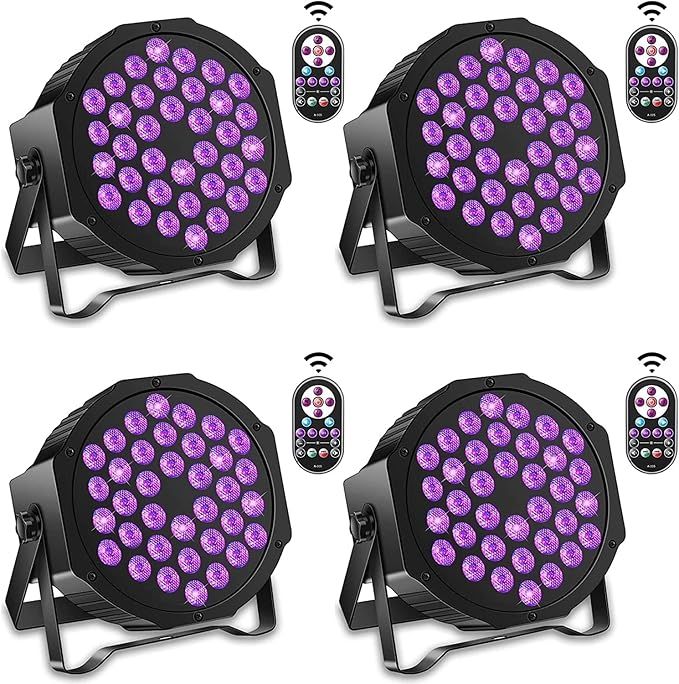 Lampa imprezowa UV, 36 LED, DMX512, czarne światło z 4 efektami