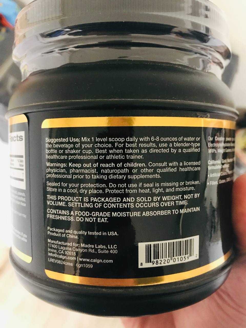 Monohydrat kreatyny. California Gold Nutrition 454 g