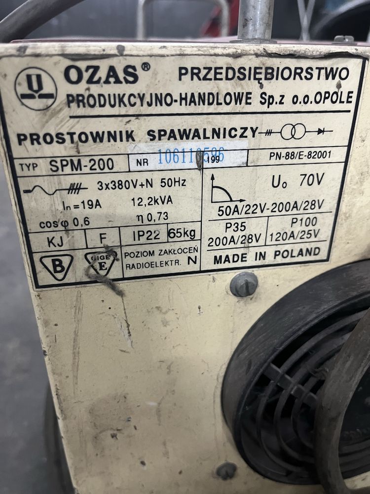 Spawarka elektrodowa prostownik Ozas SPM 200 elektroda (nie migomat)