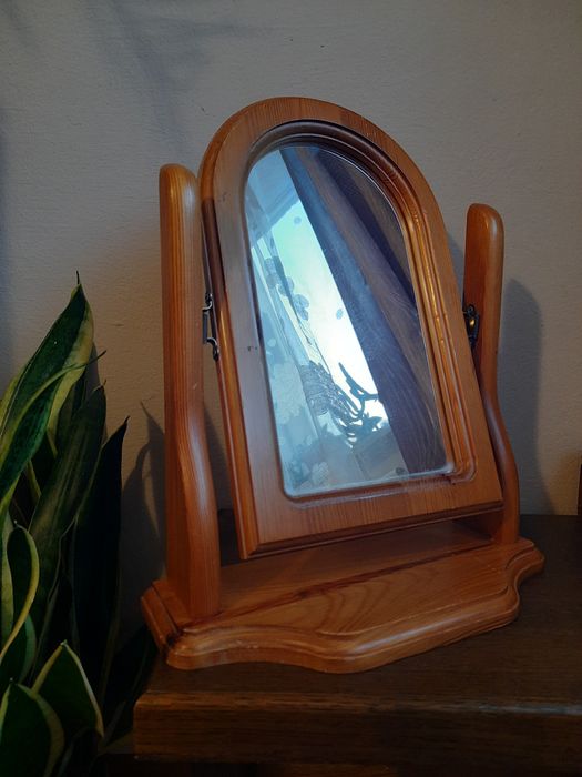 Ruchome lustro lusterko vintage drewniane
