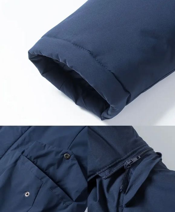 Нова Чоловіча модна  синя куртка з капюшоном - вітрозахисна тепла