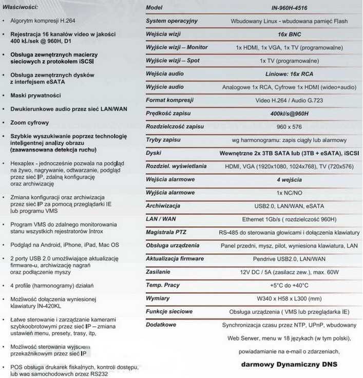 Rejestrator przemysłowy Introx IN-960H-4516