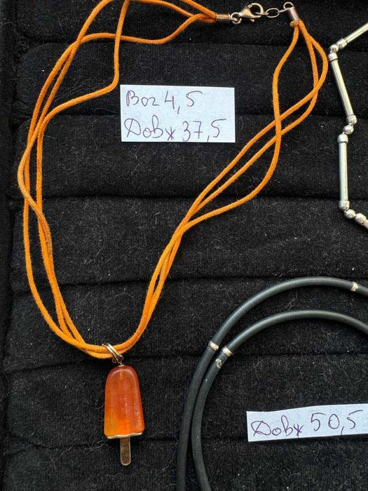 Кольє чокер кулони на шнурках - срібло