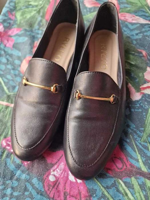 RYŁKO skórzane mokasyny z ozdobną sprzączką 100% skóra naturalna nowe