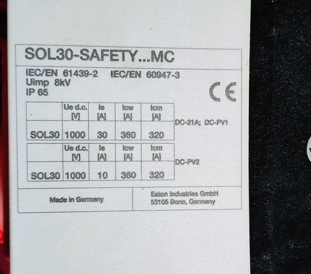 Eaton Wyłącznik bezpieczeństwa SOL30 do instalacji fotowoltaicznej