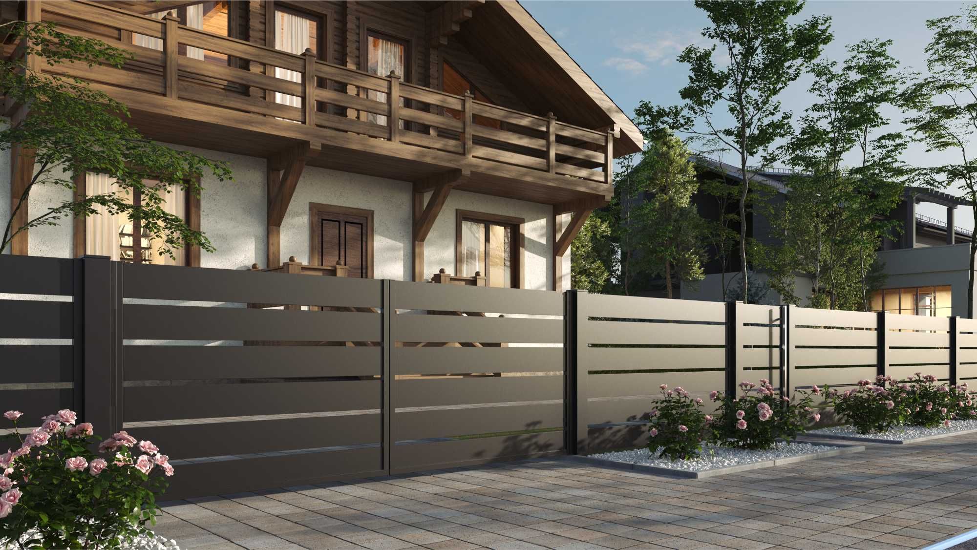 Przęsło aluminiowe ogrodzenie panel palisada LINEA producent 2x1,8m