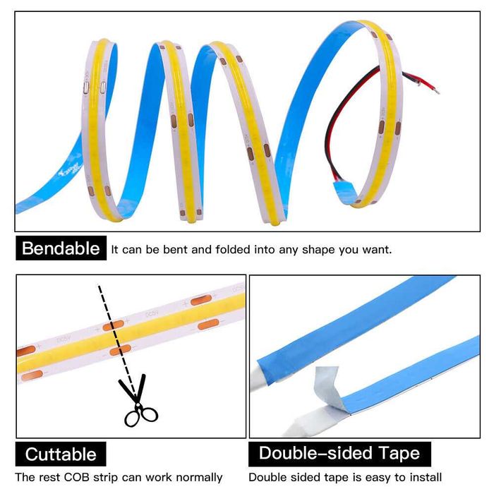 Світлодіодна стрічка COB 12В 320 led/m 3/4/6000К опт/роздріб від 5м