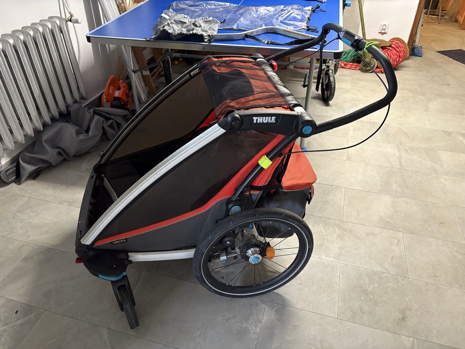 Thule chariot cross 2 przyczepka rowerowa czerwona dodatki