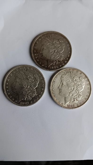 Moedas dólar prata 1800,, 1882,, 1889