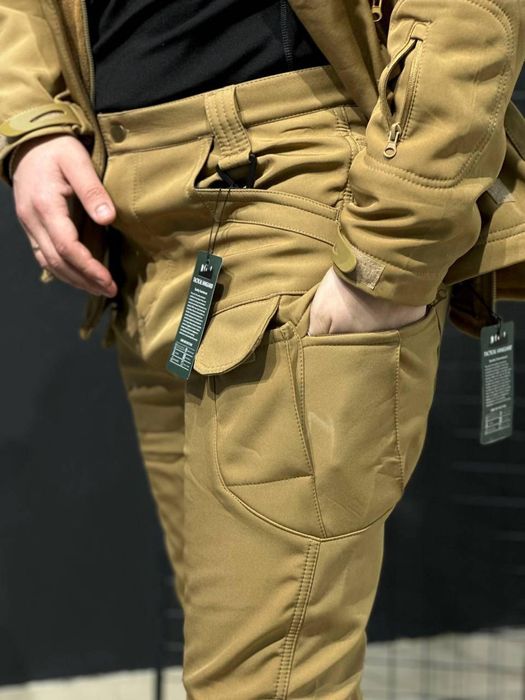 Костюм на флисе софтшел Куртка и штаны койот камуфляжный военная форма