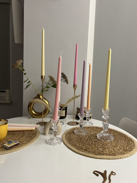 Столові кольорові свічки 30 см, склад парафін і пальмовий віск