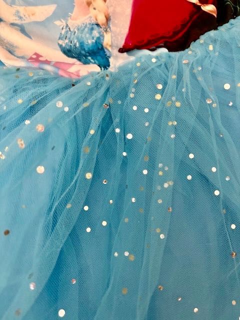 ZESTAW 2 sukienki Elsa, Elza, Frozen, Kraina Lodu CEKINY, tiul