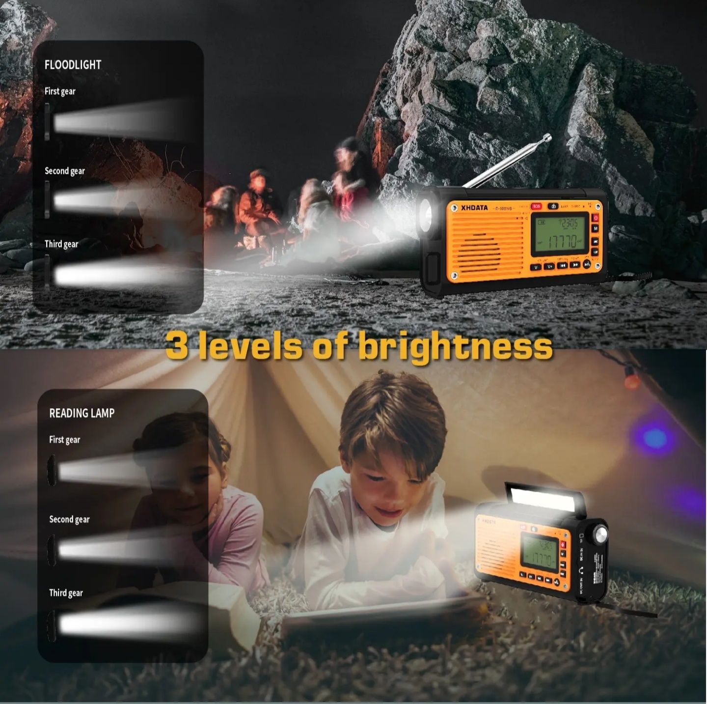 Xhdata D-608WB радиоприемник,fm,mw,sw, Bluetooth,18650, фонарь,ген-тор