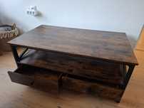 Ława stolik drewniany kawowy Loft Industrialny szuflady 100 cm