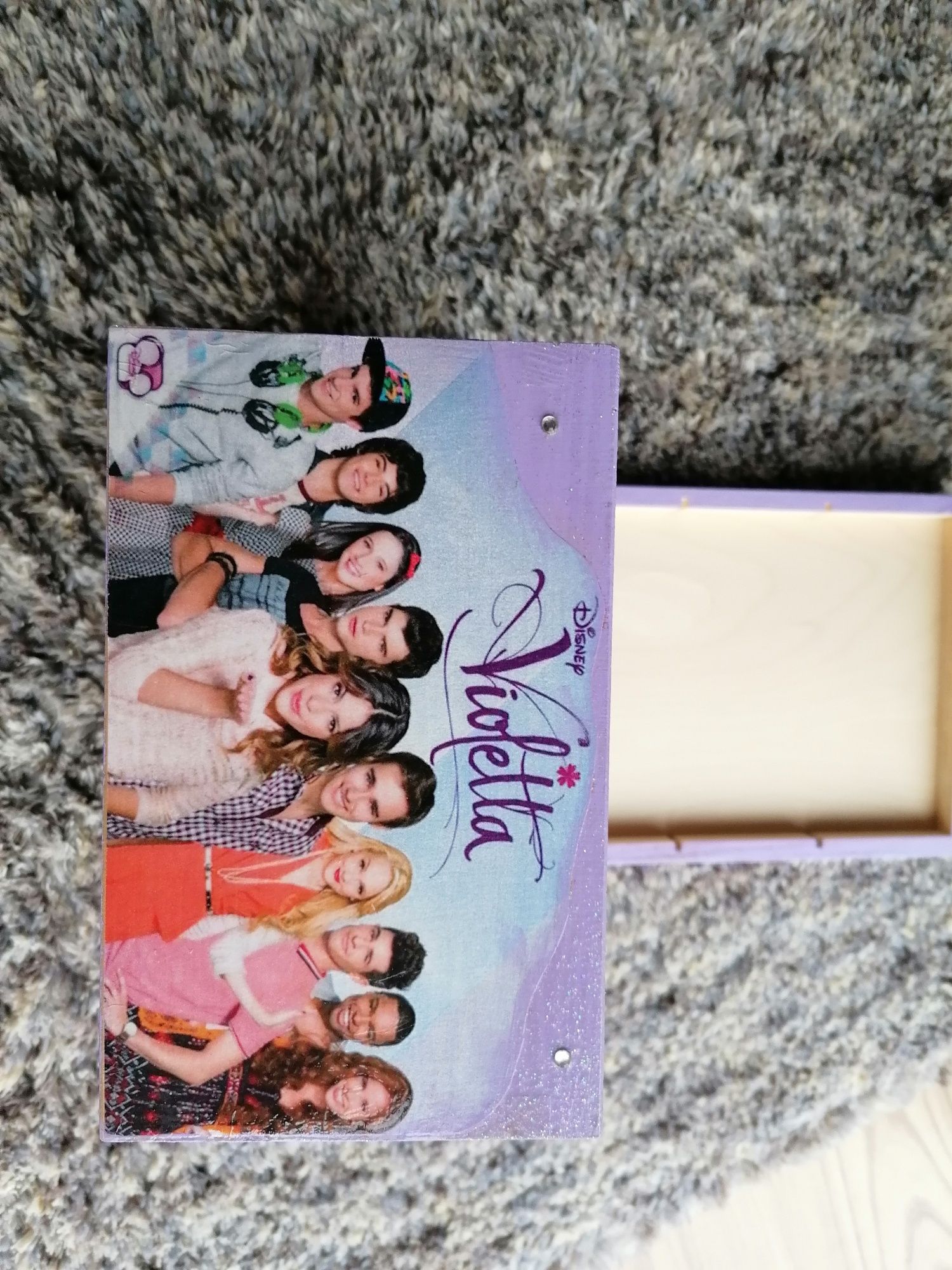 Szkatułka pudełko decoupage Violetta + torba