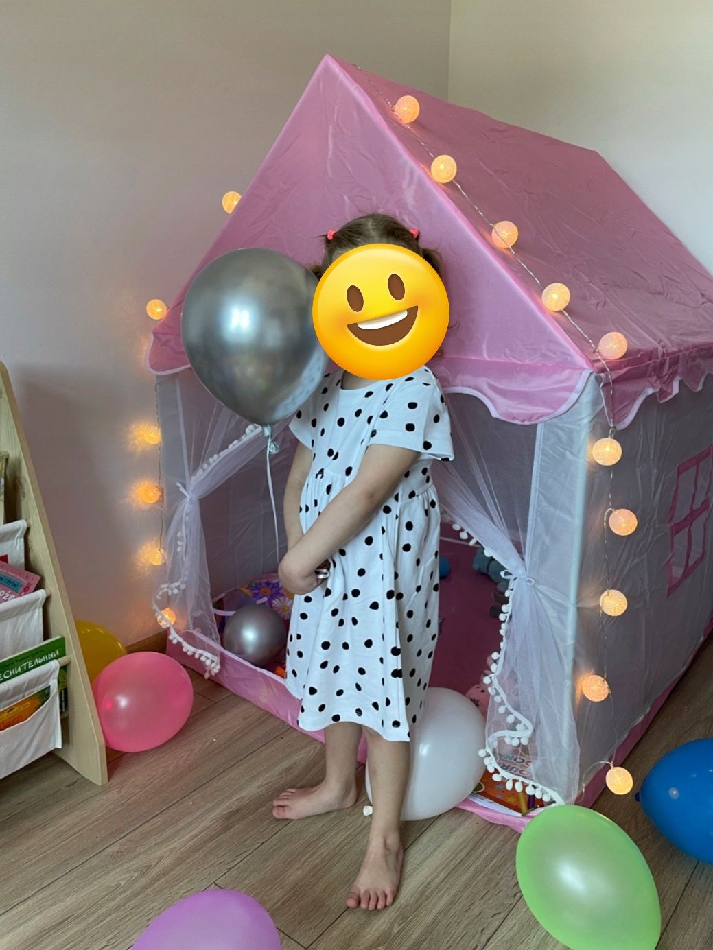 Namiot Domek Dla Dzieci Zamek Pałac Do Pokoju Ogrodu Domu + Lampki LED