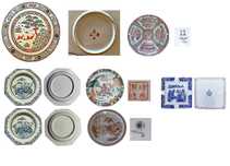 6 Pratos e 1 Cinzeiro Decorativos em Porcelana da China – XVIII-XIX-XX