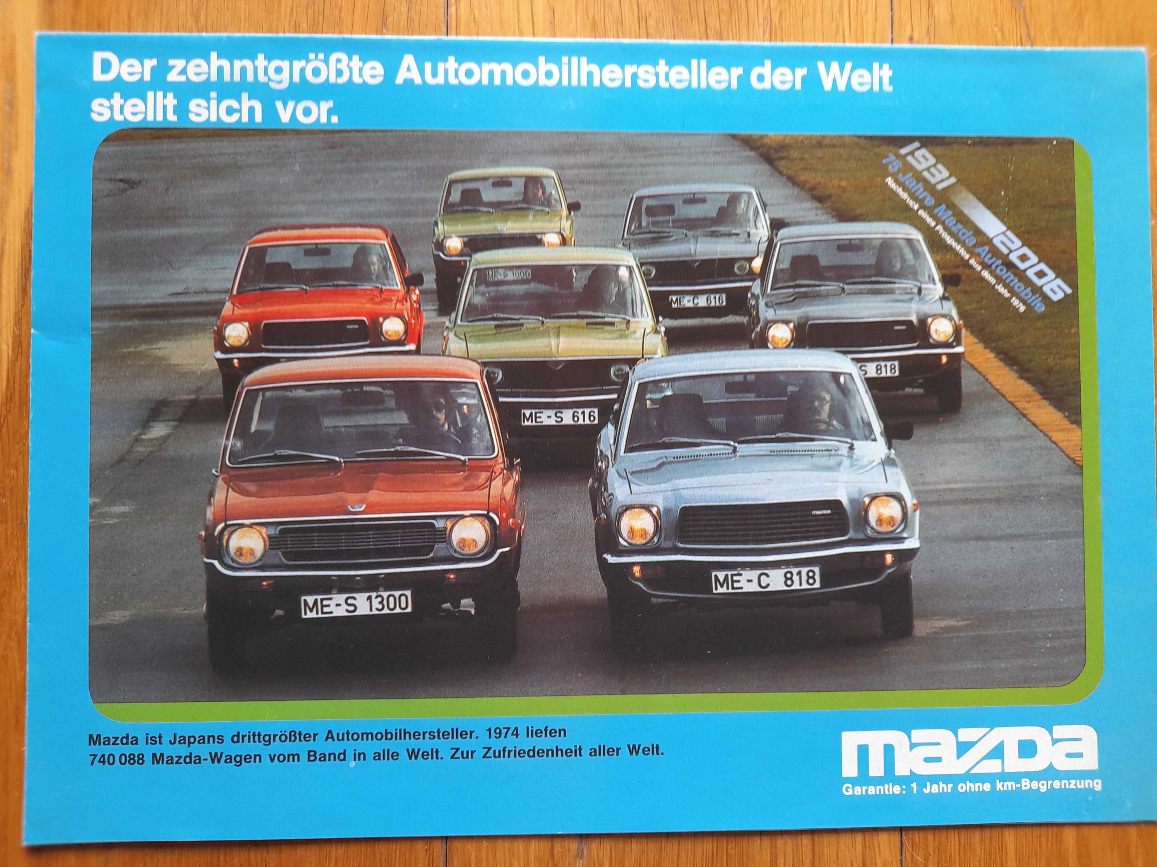 MAZDA 1000, 1300, 616, 616 Coupe, 818, 818 Coupe prospekt D 1976