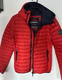 Superdry XS czerwona kurtka puchowa damska z kapturem