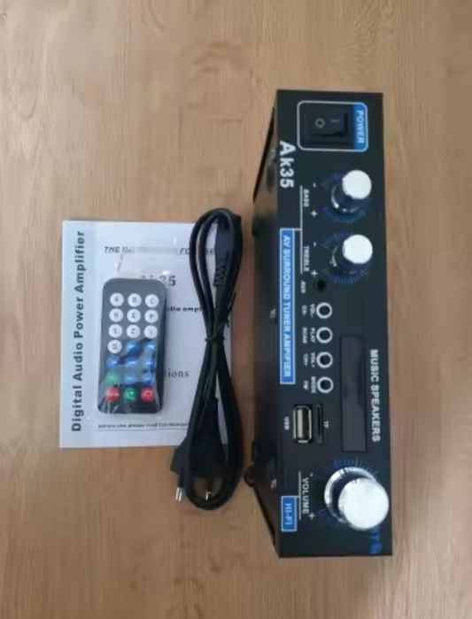 Wzmacniacz AK35 bluetooth radio zasilanie AC 220V DC 12V pilot