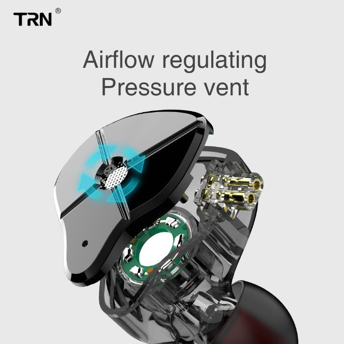 Наушники TRN ST1 Mic двухдрайверные гибридные Оригинал Чёрный