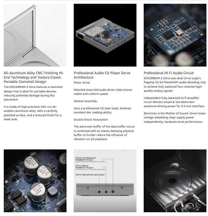 ⇒ Moondrop DiscDream 2 Ultra - портативний CD-плеер + ЦАП, 3.5+4.4
