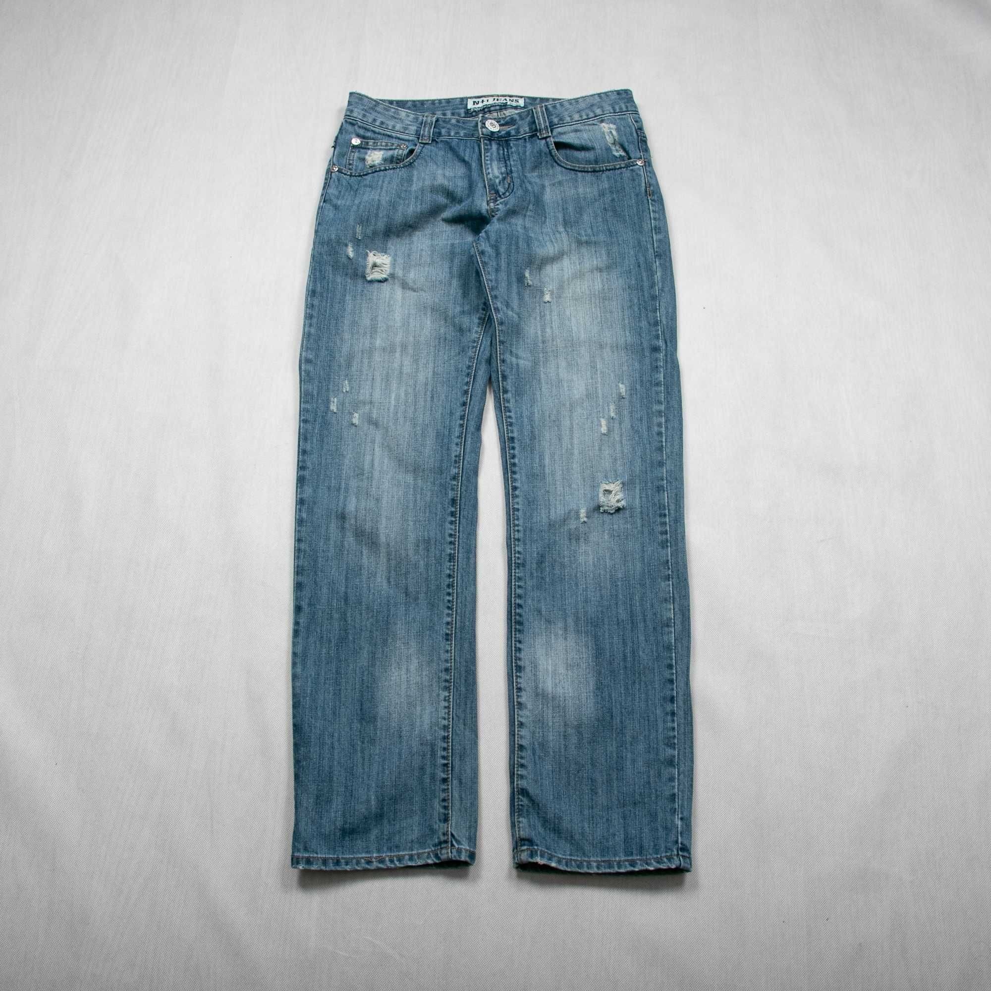 N+1 jeans y2k krzyże spodnie jeansowe 32us niski stan