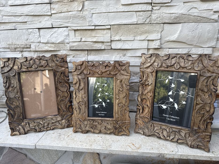 Drewniane rzeźbione ramki orientalne komplet 3 szt