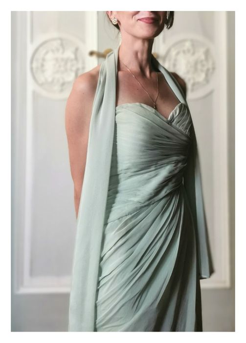 Miętowa sukienka maxi Adrianna Papell (M/38) #balowa #wesele #elegant