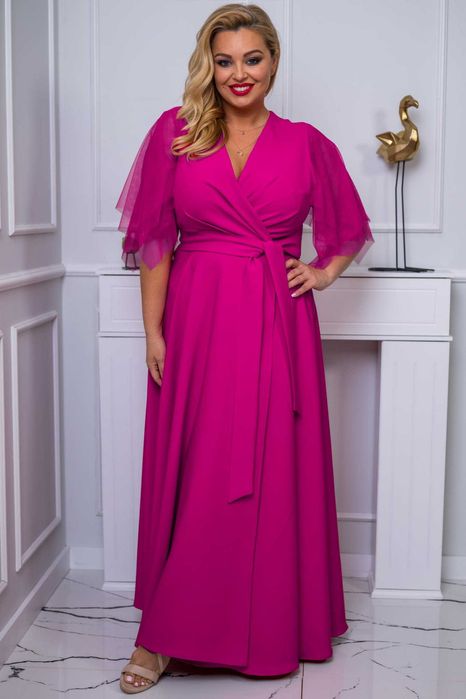 Sukienka EVITA magenta 48 50 nowa długa wieczorowa