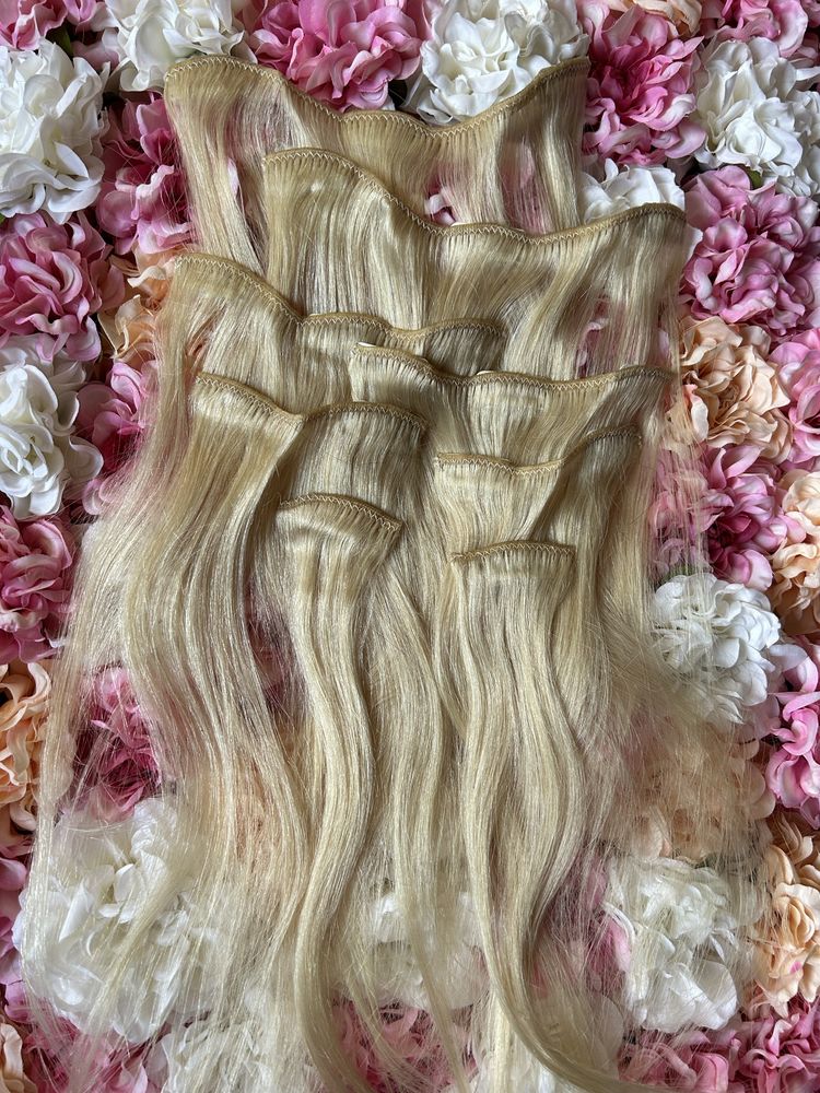 Zestaw 8 taśm clip in blond włosy doczepiane naturalne 16cali 40cm