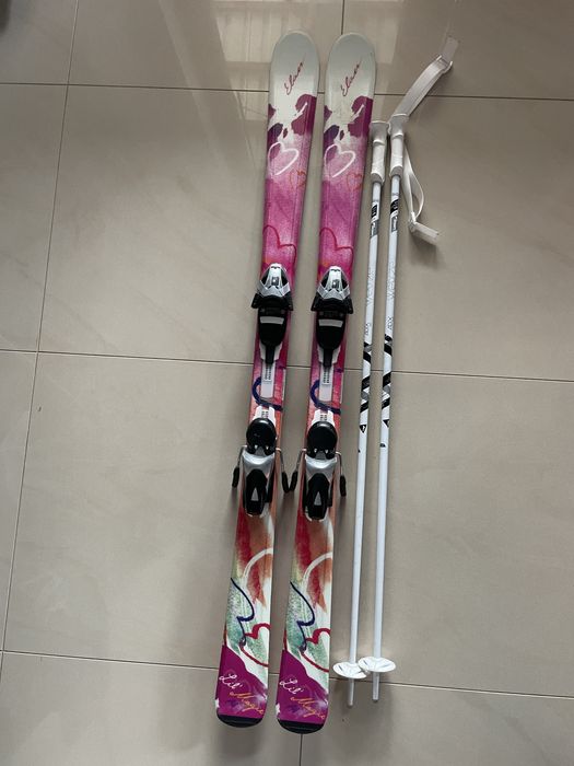Narty Damskie Elan Lil Magic 140cm + kijki 100- STAN IDEALNY