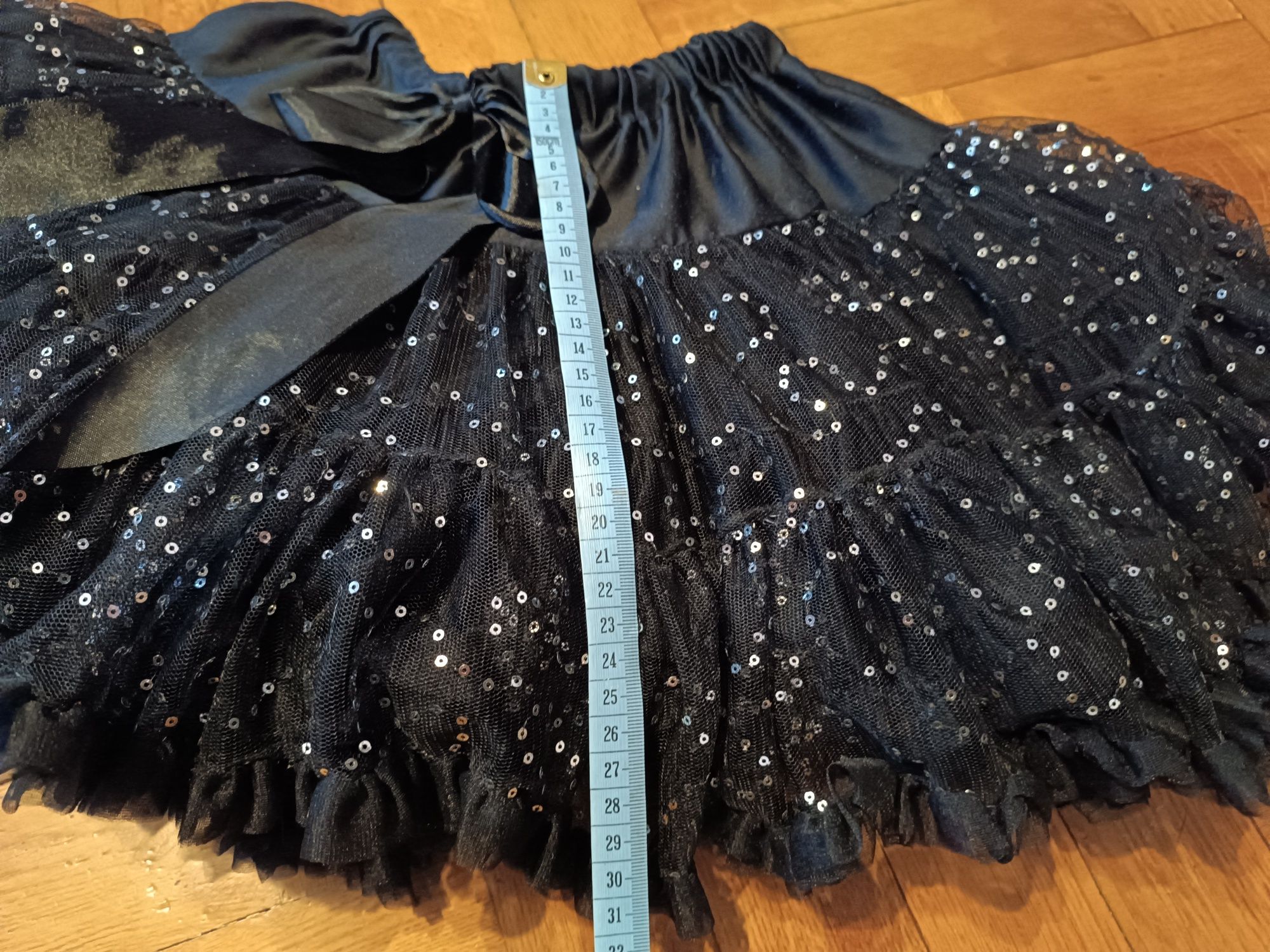 Spódniczka pettiskirt tutu tiulowa czarna z cekinami 122 /128