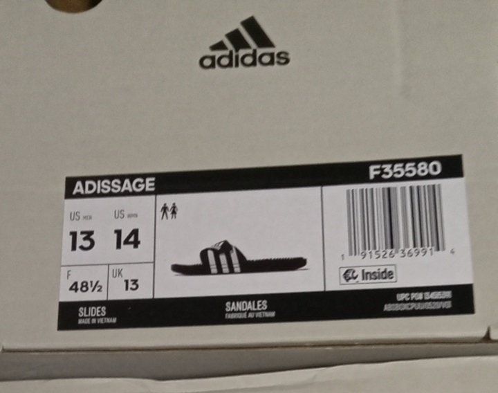 47 р.  Чоловічі шльопки тапки Adidas Adisagge 31 см слайди