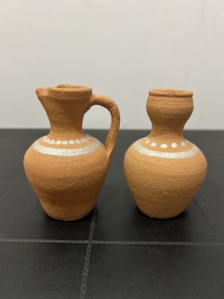 Miniaturkowe dzbanek + wazonik gliniane nr.5057