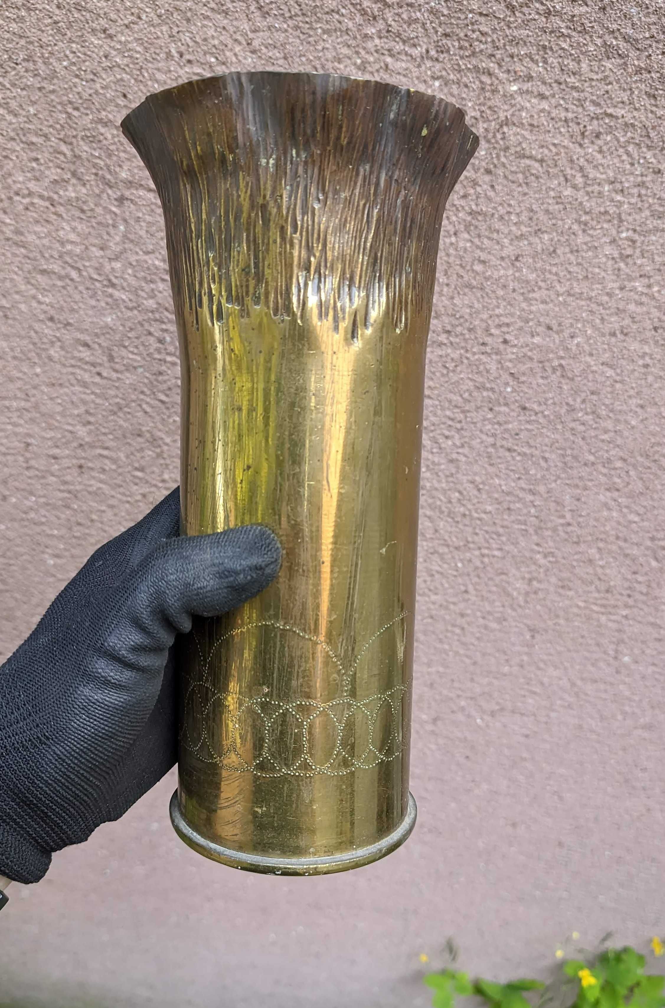 ŁUSKA 1915 rok - WAZON z łuski austriacka 8 cm I Wojna sztuka okopowa