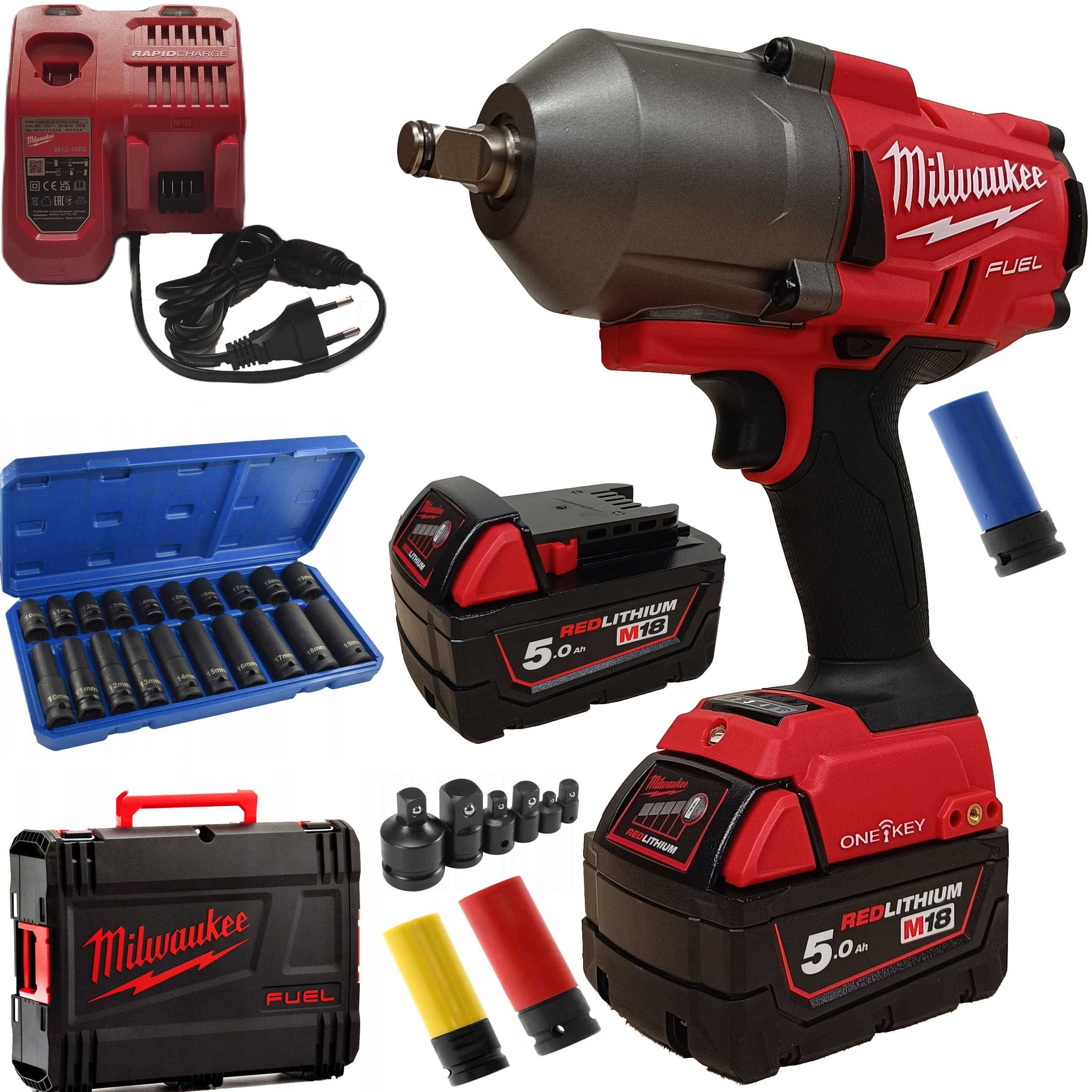 MILWAUKEE M18 ONEFHIWF12 Klucz Udarowy 1898Nm+Akcesoria Mocny do Kół