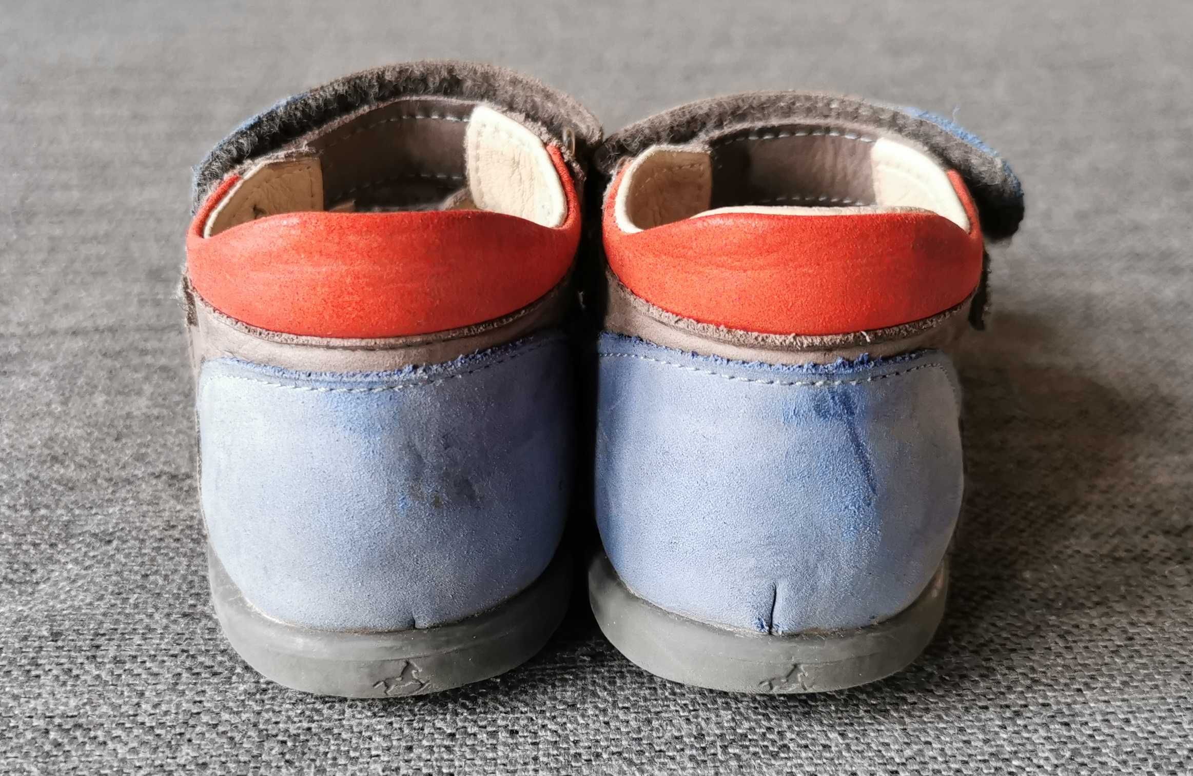 Sandały Emel Roczki 24 szare niebieskie na trzy rzepy model E 2386-22