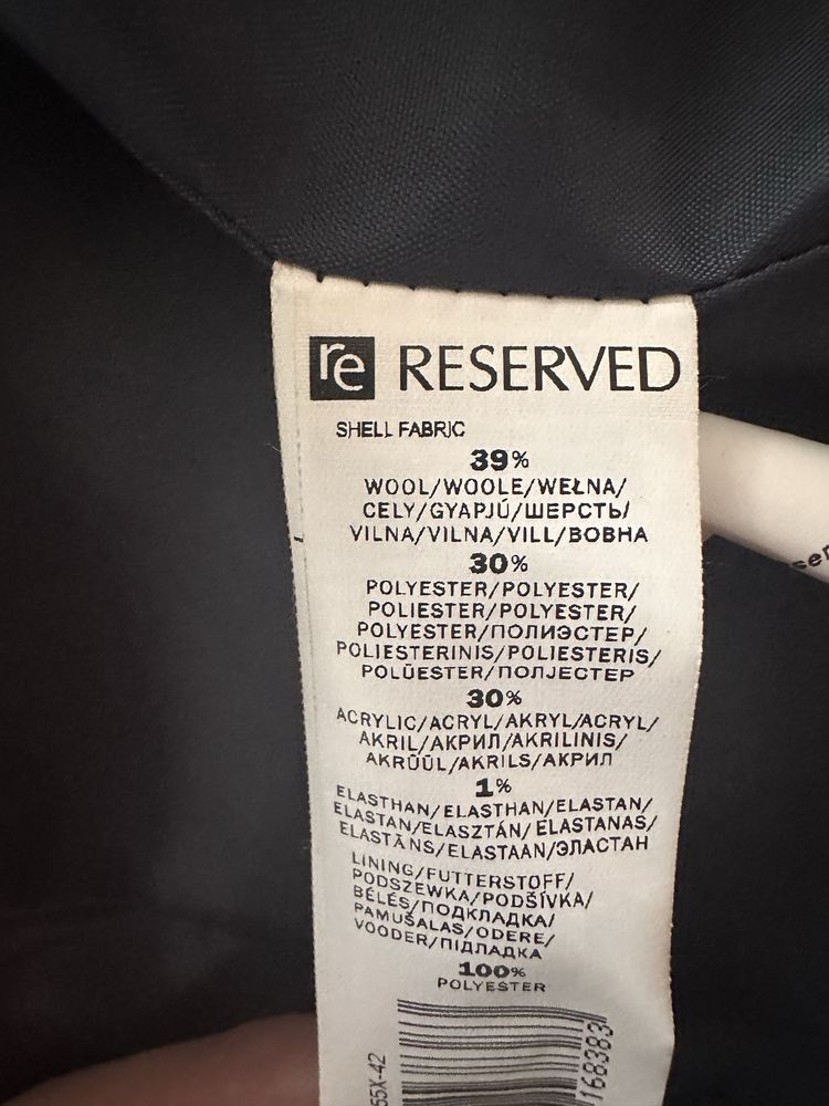 Reserved żakiet/marynarka niebieski rozmiar 42 z dodatkiem wełny