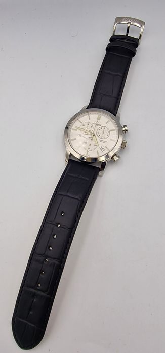 Wielki Atlantic Sealine Chronograph Black&White - szafir - skóra Swiss