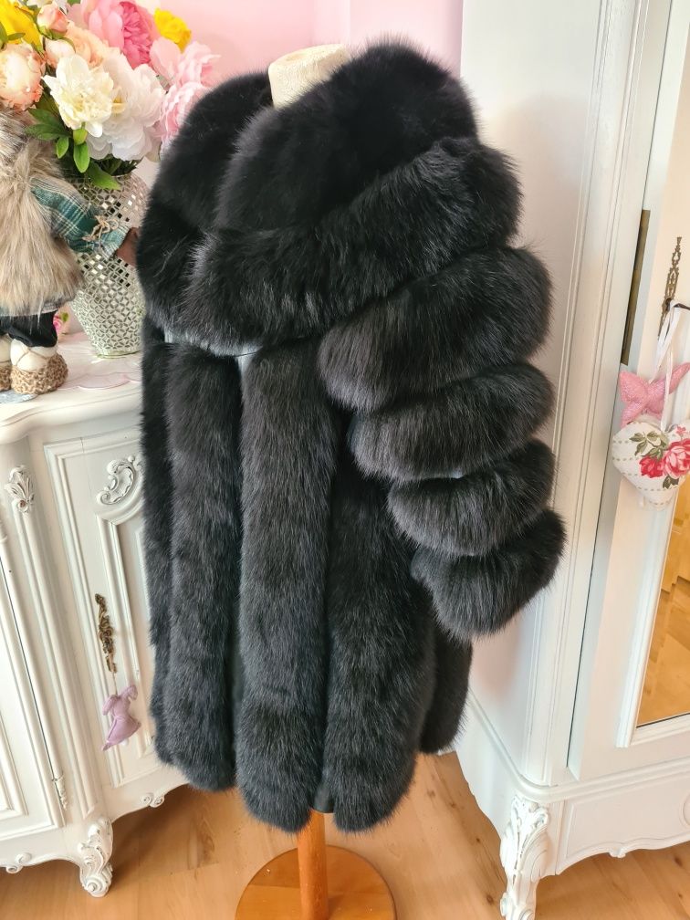 Przepiękne naturalne futro na skórze! Gruby lis! L Xl