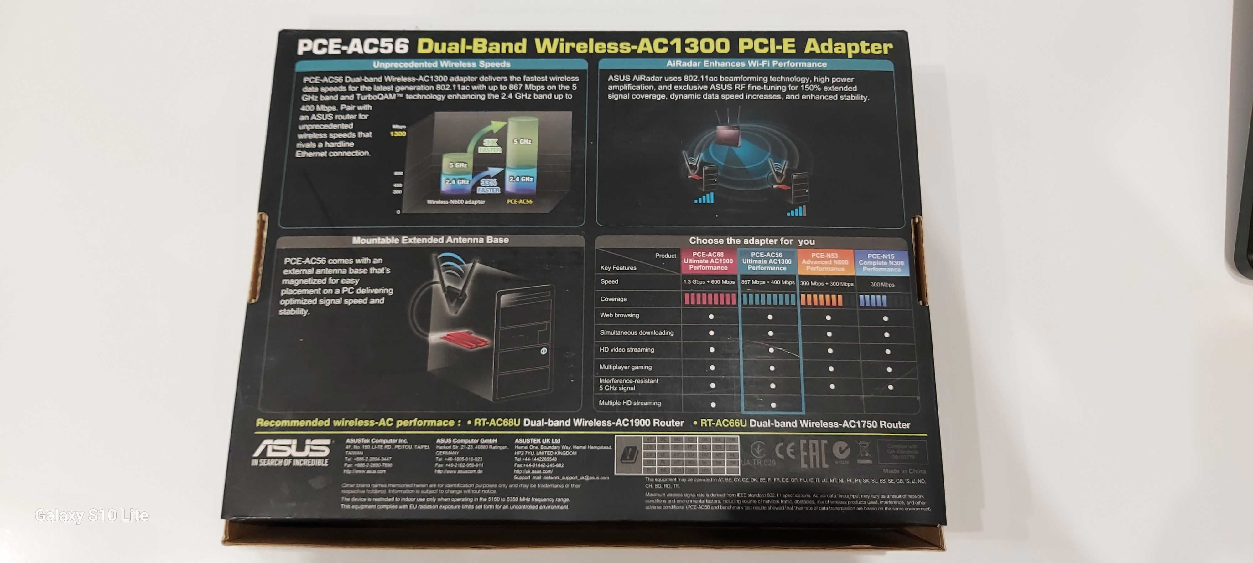 Karta sieciowa Wireless-AC1300 ASUS pce-ac56 802.11ac 5G wi-fi fast