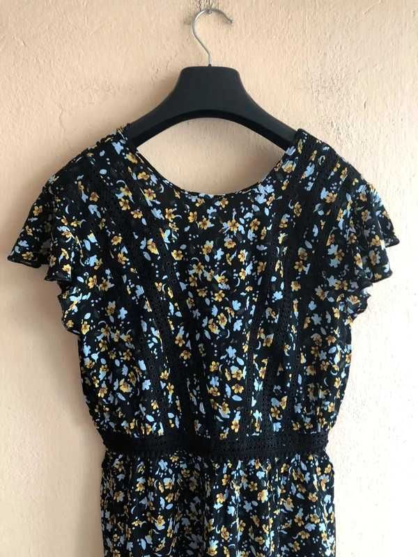 Zara - jak nowa,  wiskozowa sukienka z dekoltem na plecach (XS/S)