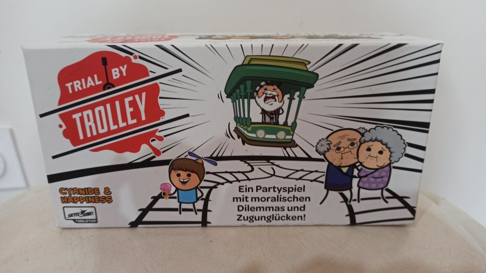Asmodee Trial by Trolley, jogo de festa, jogo de cartas, alemão