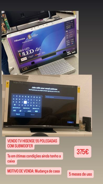 Telivisão hisense com subwoofer 55 polegas